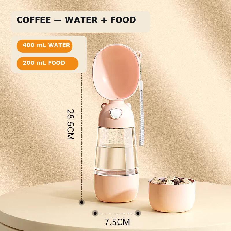 Coffee GPN water and food bottle with 400 milliliter water and 200 milliliter food capacity