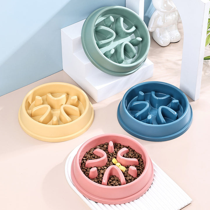 Four available slow feeder bowl colors