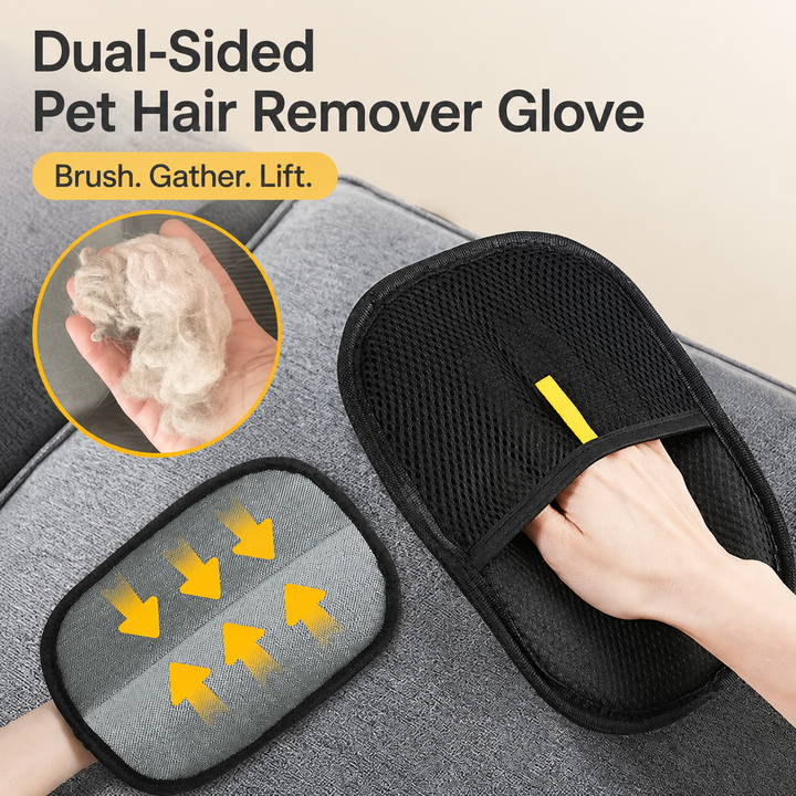 Dual-Sided Pet Hair Remover Glove, Black - image 1