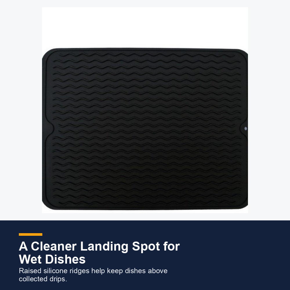 Medium ribbed silicone drying mat - Black hero
