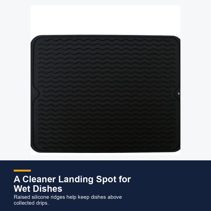Medium ribbed silicone drying mat - Black hero