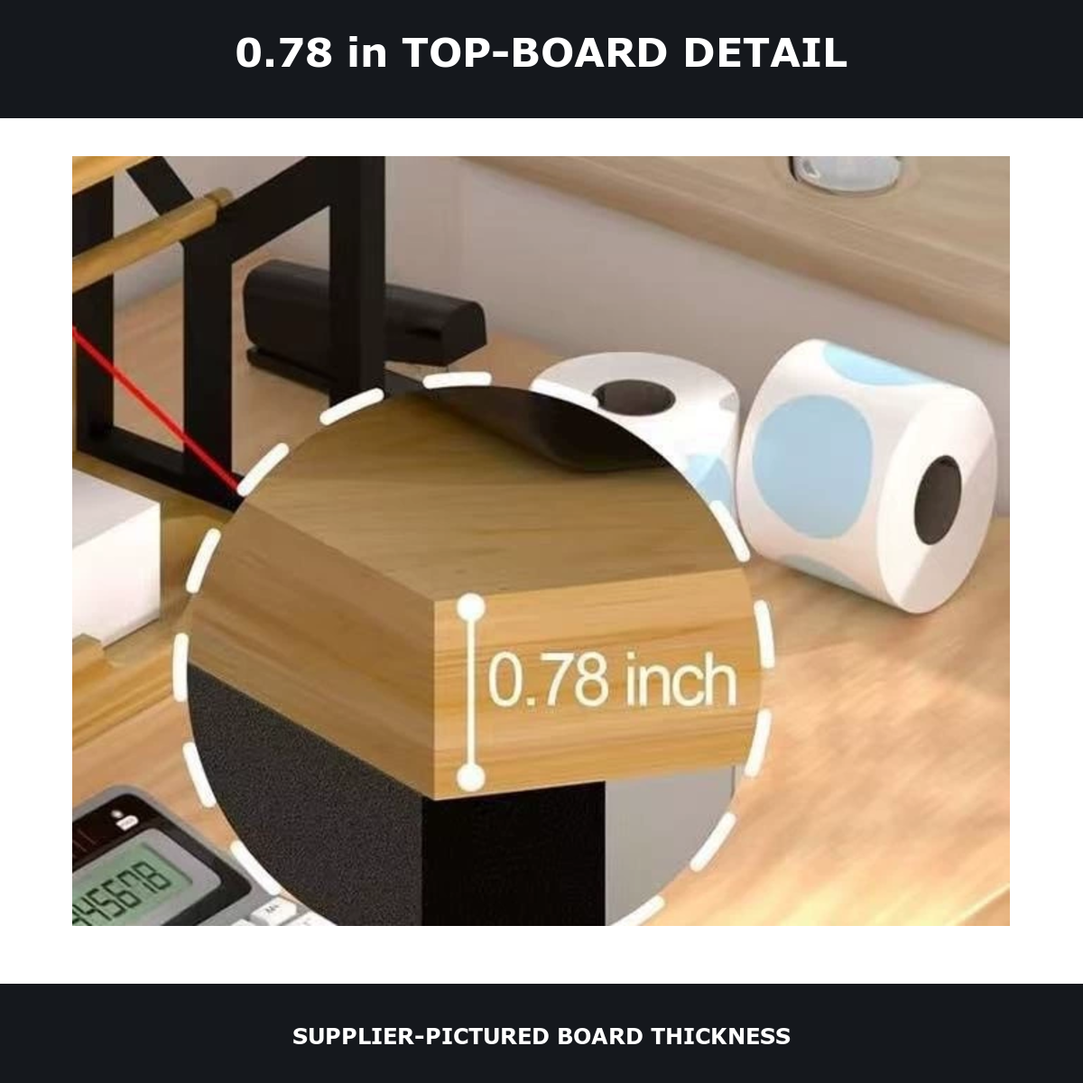 Supplier-pictured 0.78 inch wood top board detail on the dual-roll label printer stand