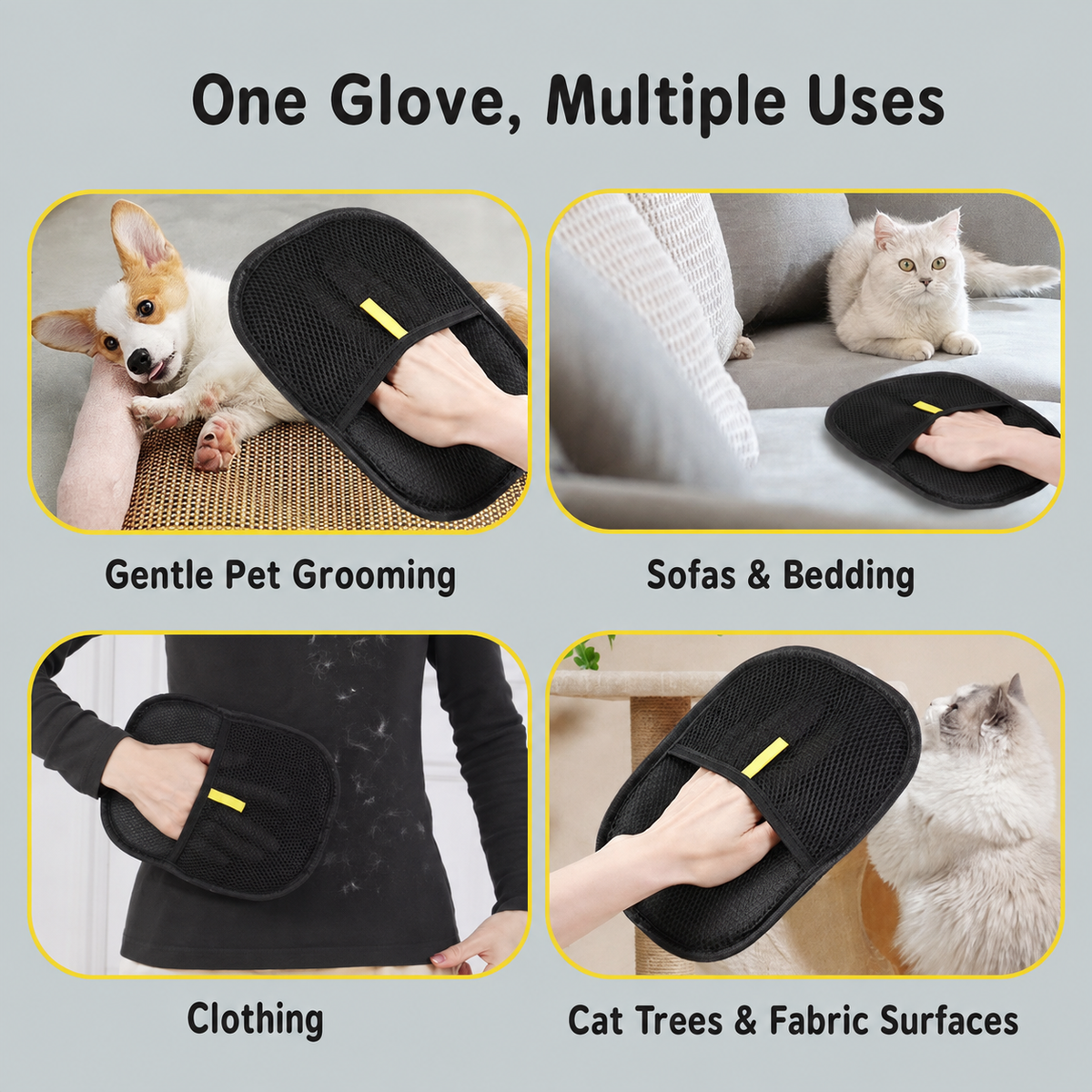 Dual-Sided Pet Hair Remover Glove, Black - image 2