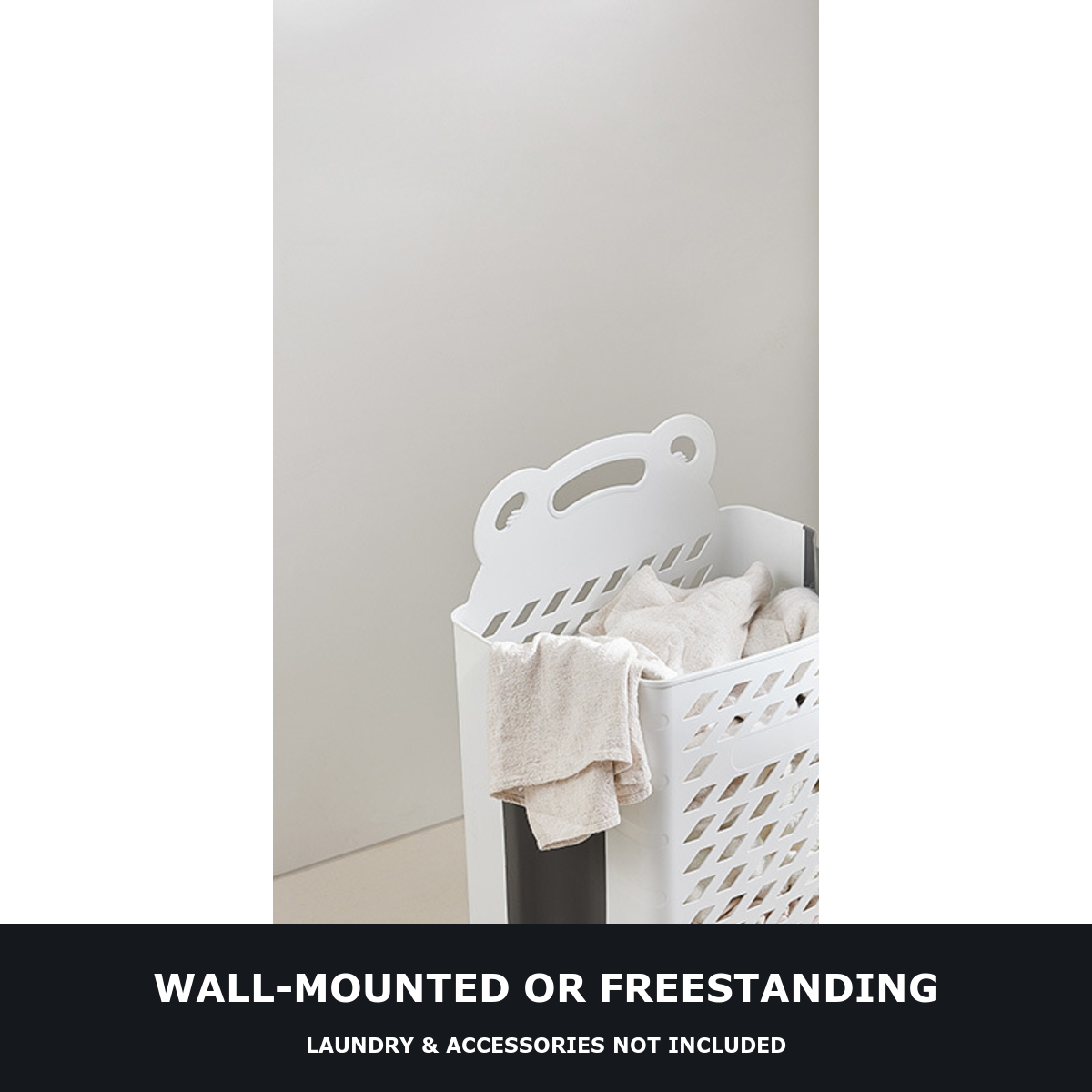 Extra-Large Foldable Wall-Mounted Laundry Hamper, White and Gray - image 2