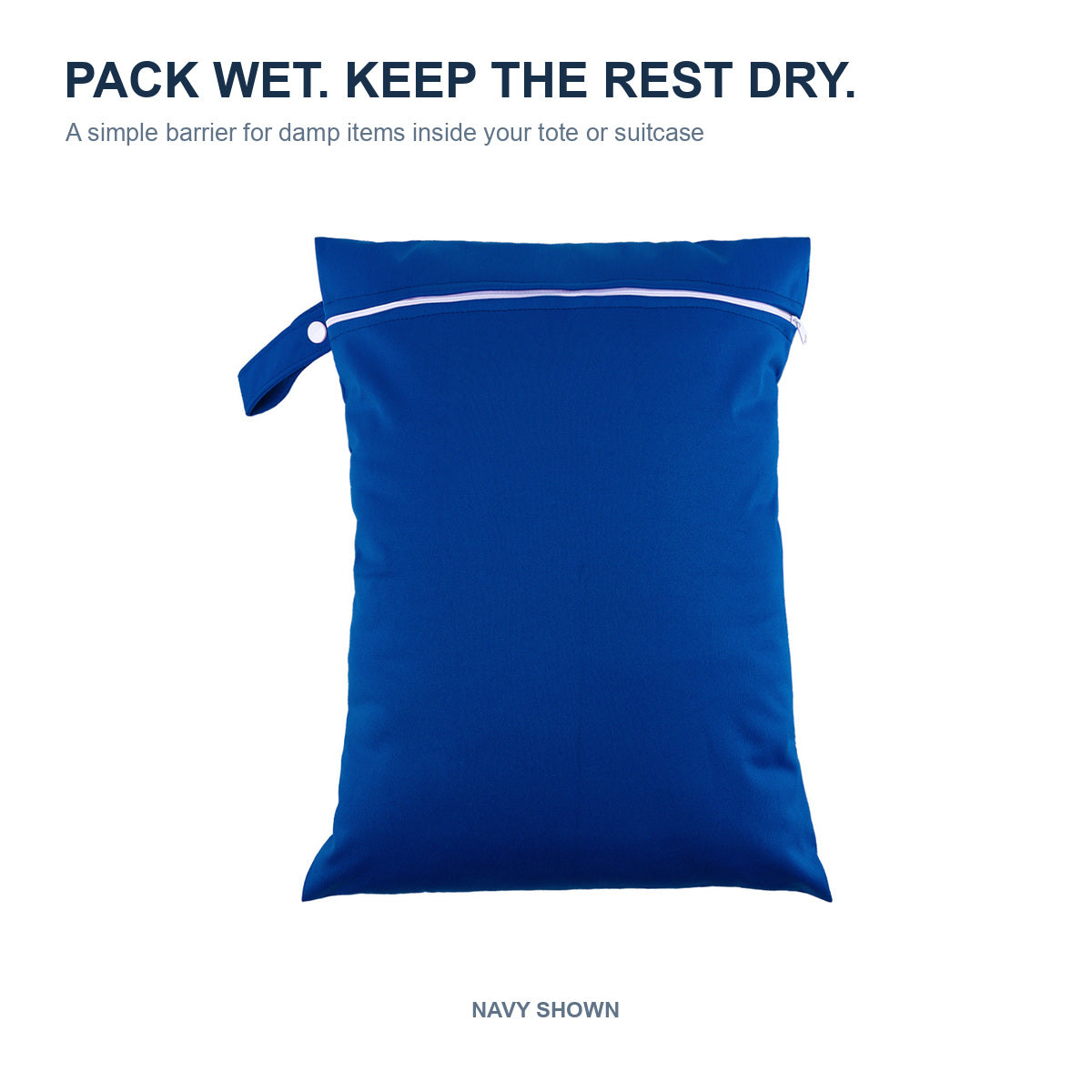 Navy 30 by 40 centimeter water-resistant travel wet bag
