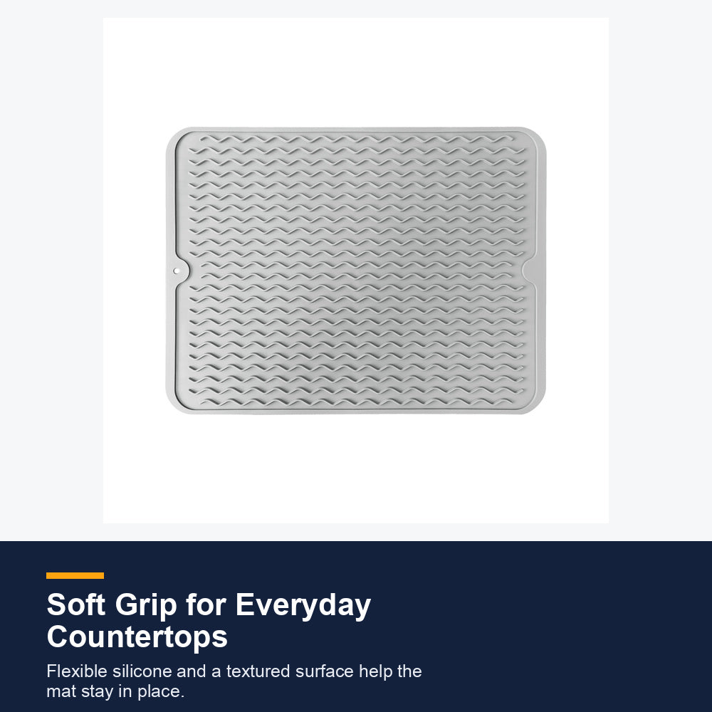 Medium ribbed silicone drying mat - Light Gray