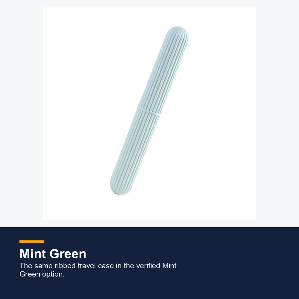Mint Green striped portable travel toothbrush case