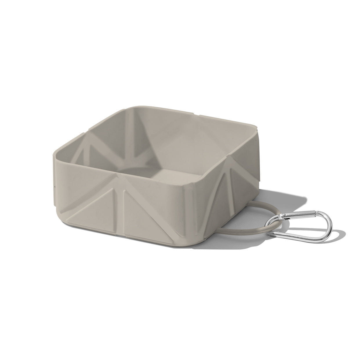 Almond gray collapsible silicone pet travel bowl