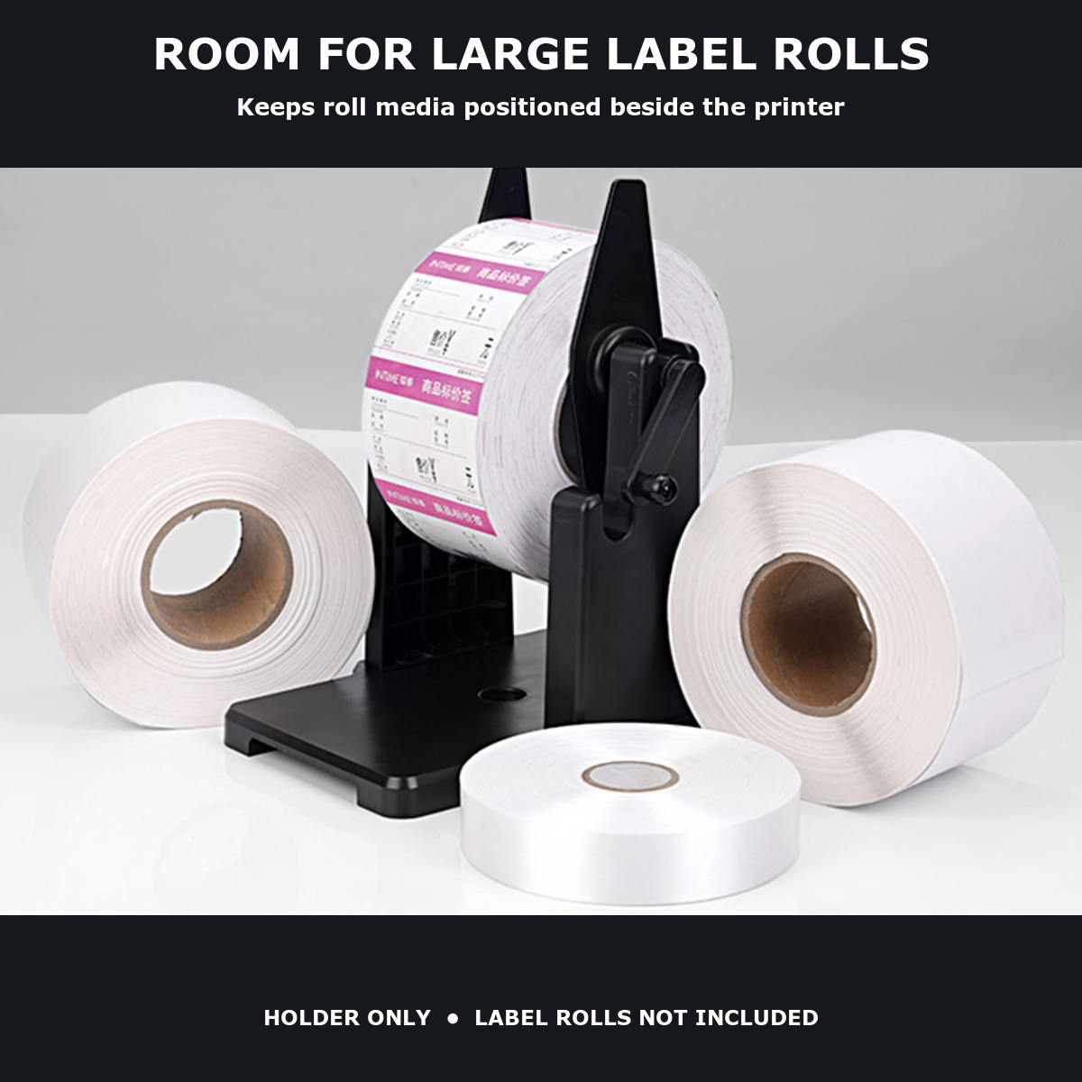 Adjustable External Label Roll Holder, Black - image 3