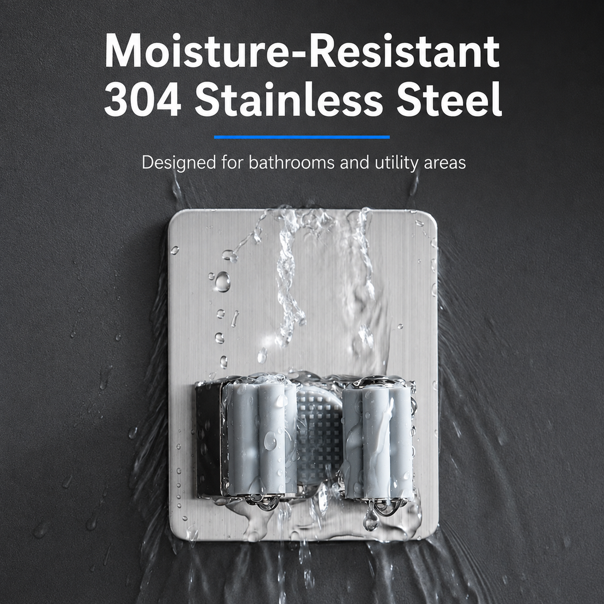 304 Stainless Steel Wall-Mount Mop Holders, 2-Piece Set - image 3