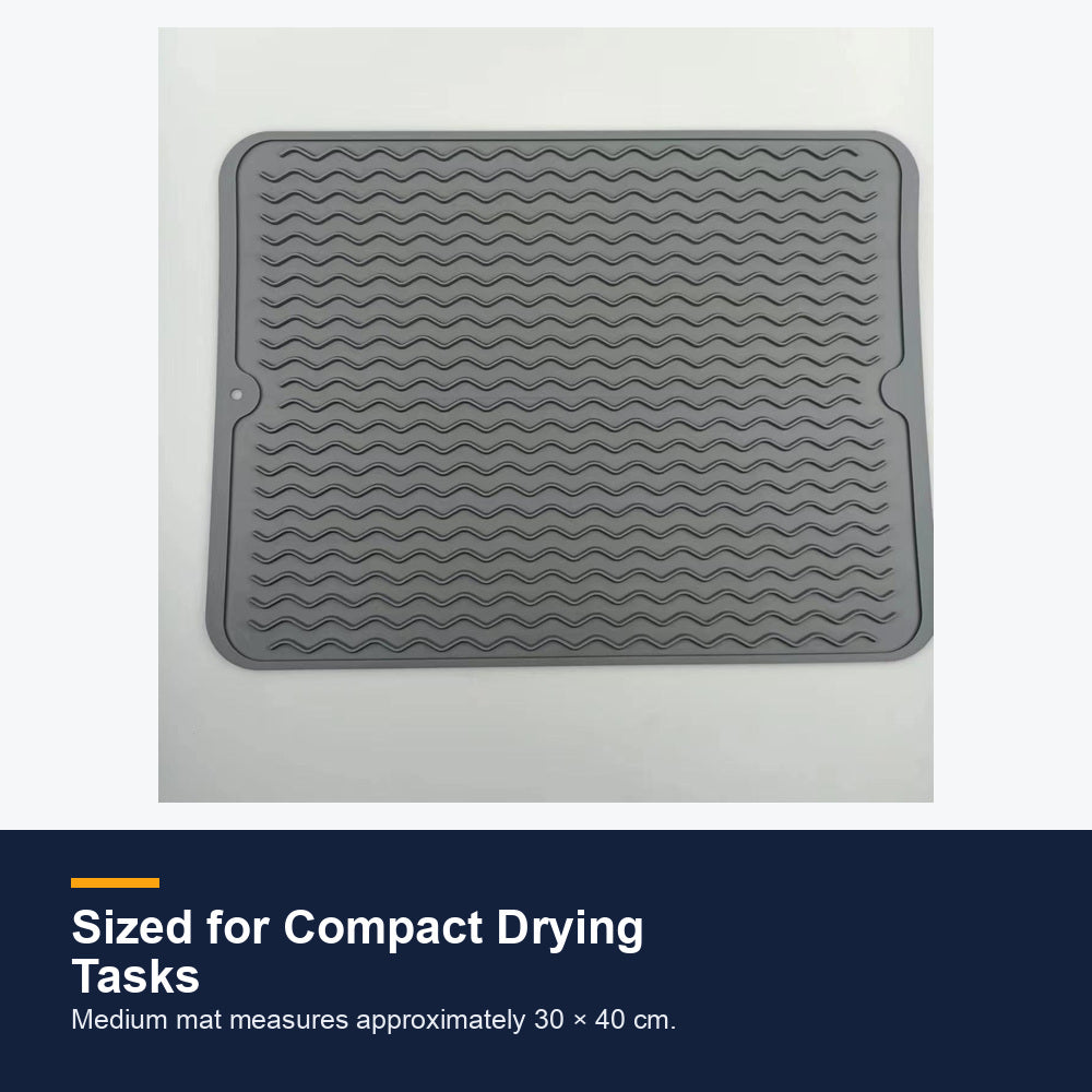 Medium ribbed silicone drying mat - Dark Gray
