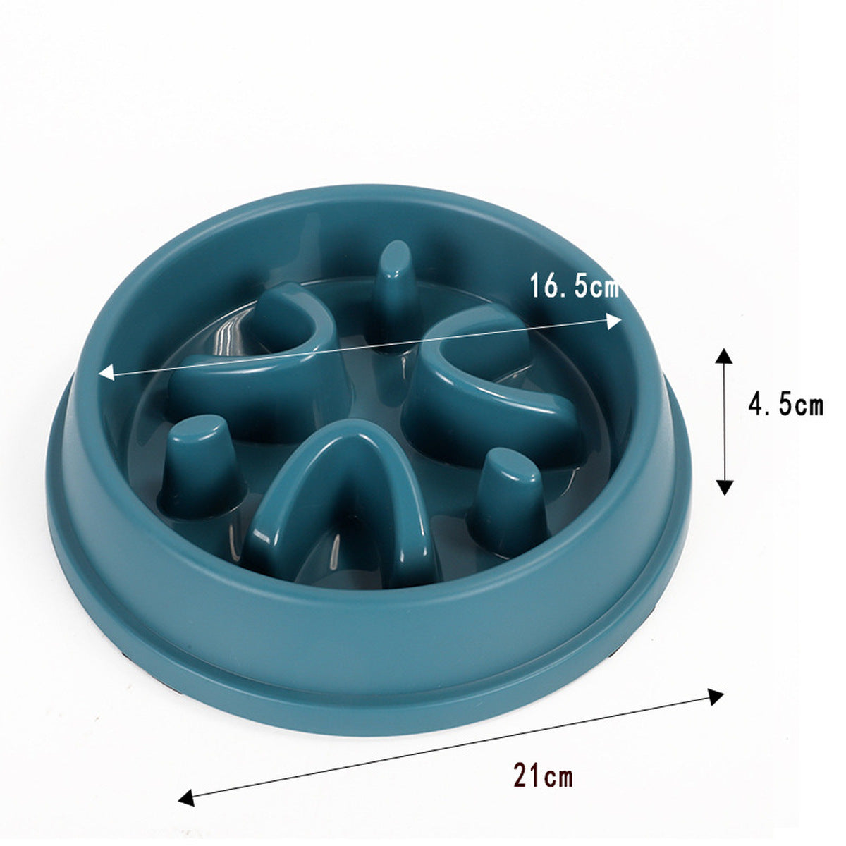 Blue slow feeder bowl dimensions: 21 cm by 4.5 cm