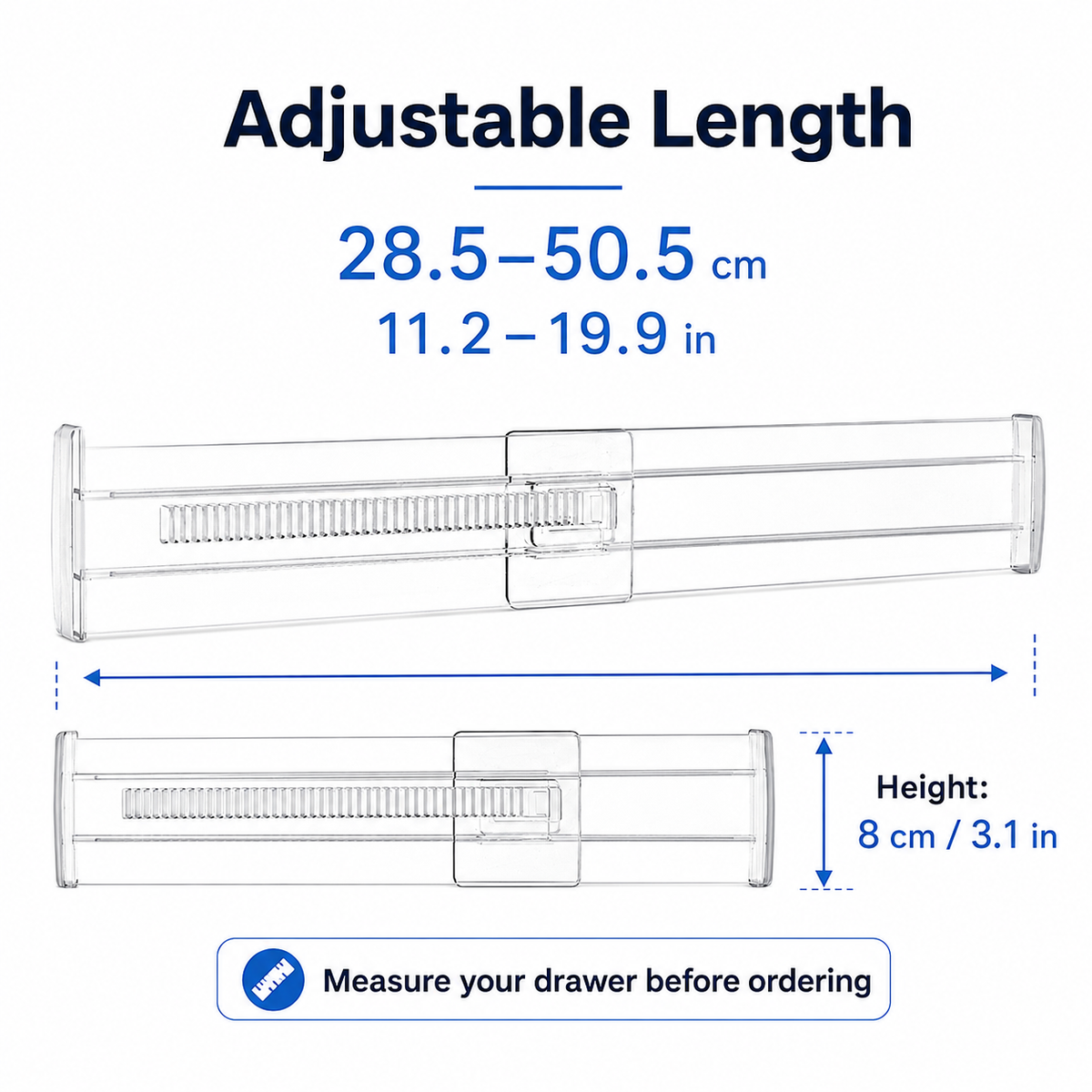 Expandable Clear Drawer Divider, 28.5–50.5 cm - image 4