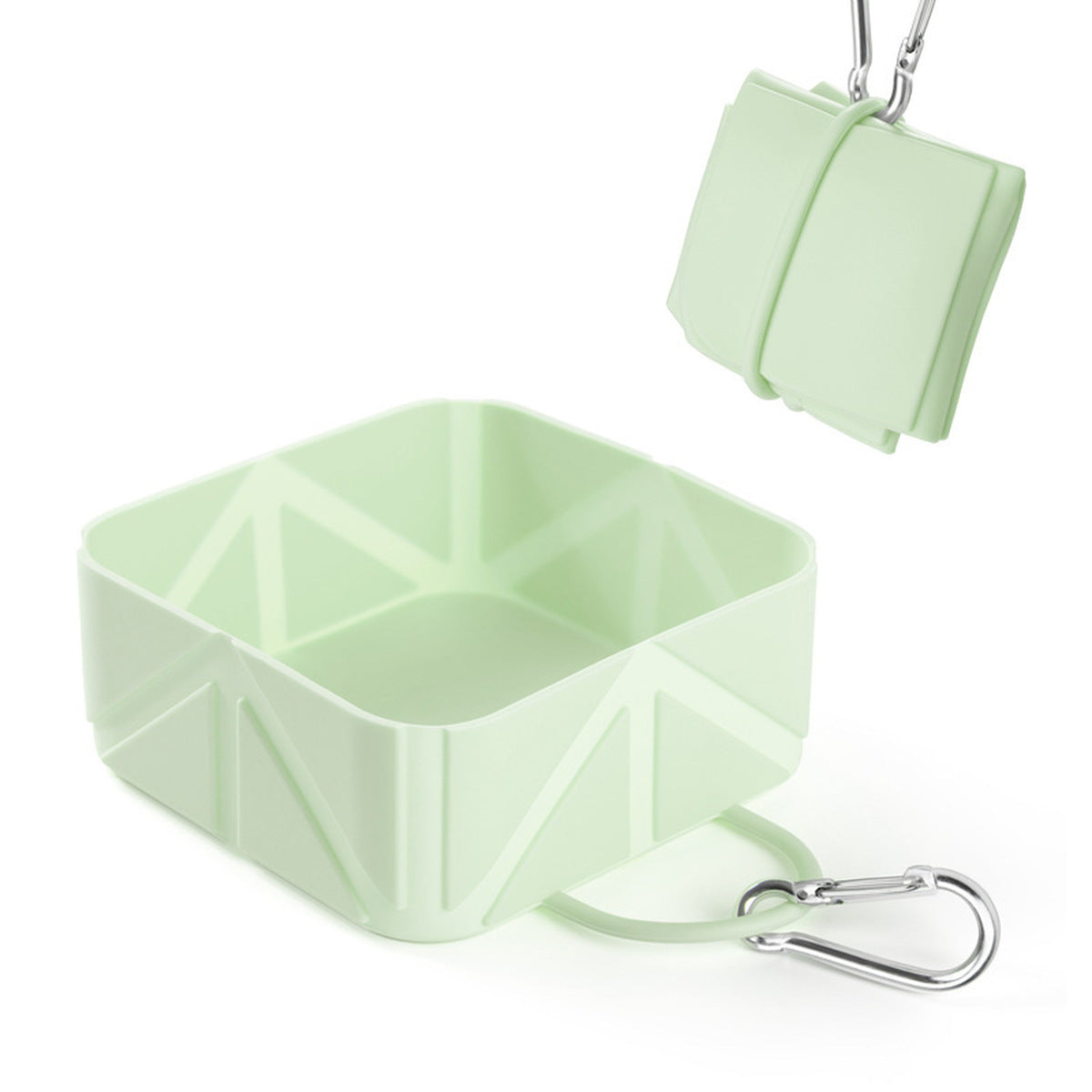 Mist green collapsible silicone pet travel bowl