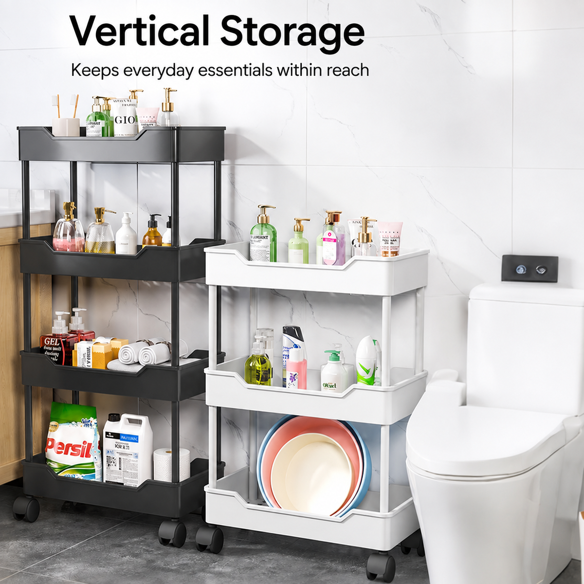 Slim 4-Tier Rolling Storage Cart, 15 cm - image 4