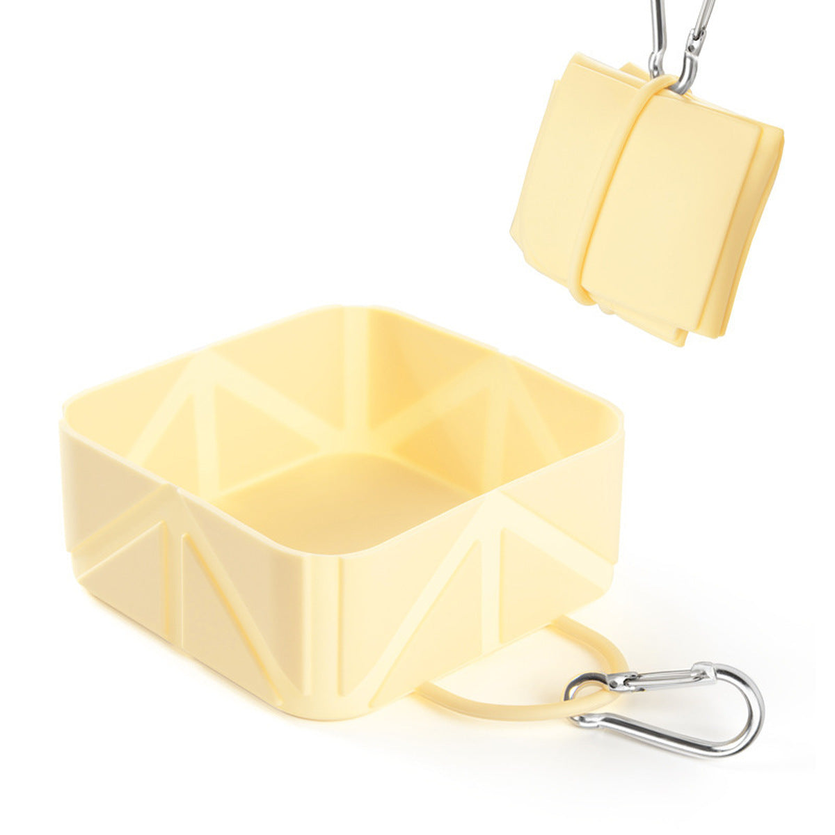 Cream yellow collapsible silicone pet travel bowl