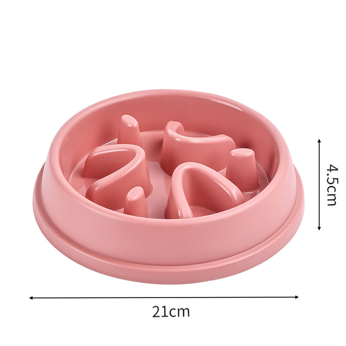 Pink slow feeder bowl dimensions: 21 cm by 4.5 cm