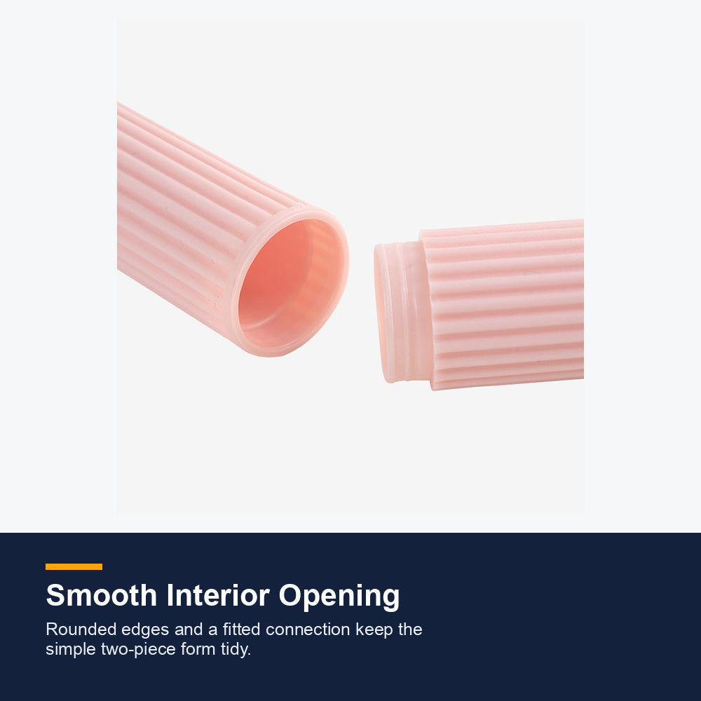Close view of the Pink toothbrush case two-piece opening