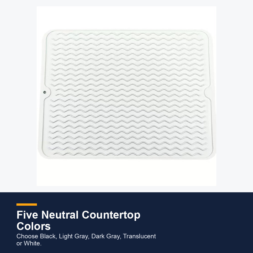 Medium ribbed silicone drying mat - White