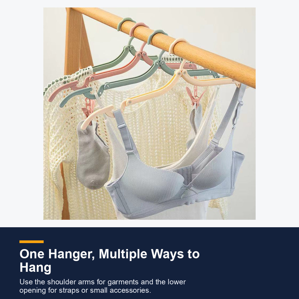 Folding travel hangers used for garments and straps
