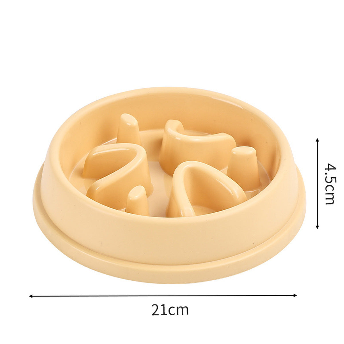 Yellow slow feeder bowl dimensions: 21 cm by 4.5 cm