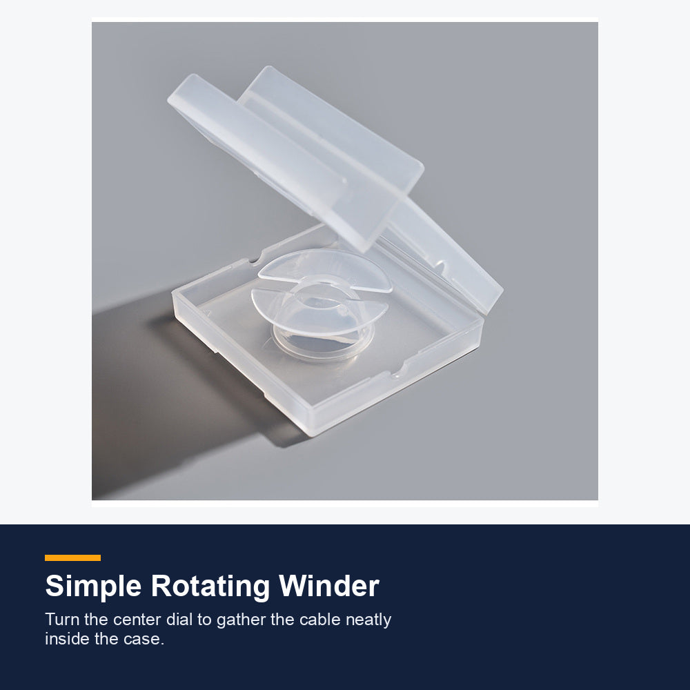 Open cable winder case showing the rotating center mechanism