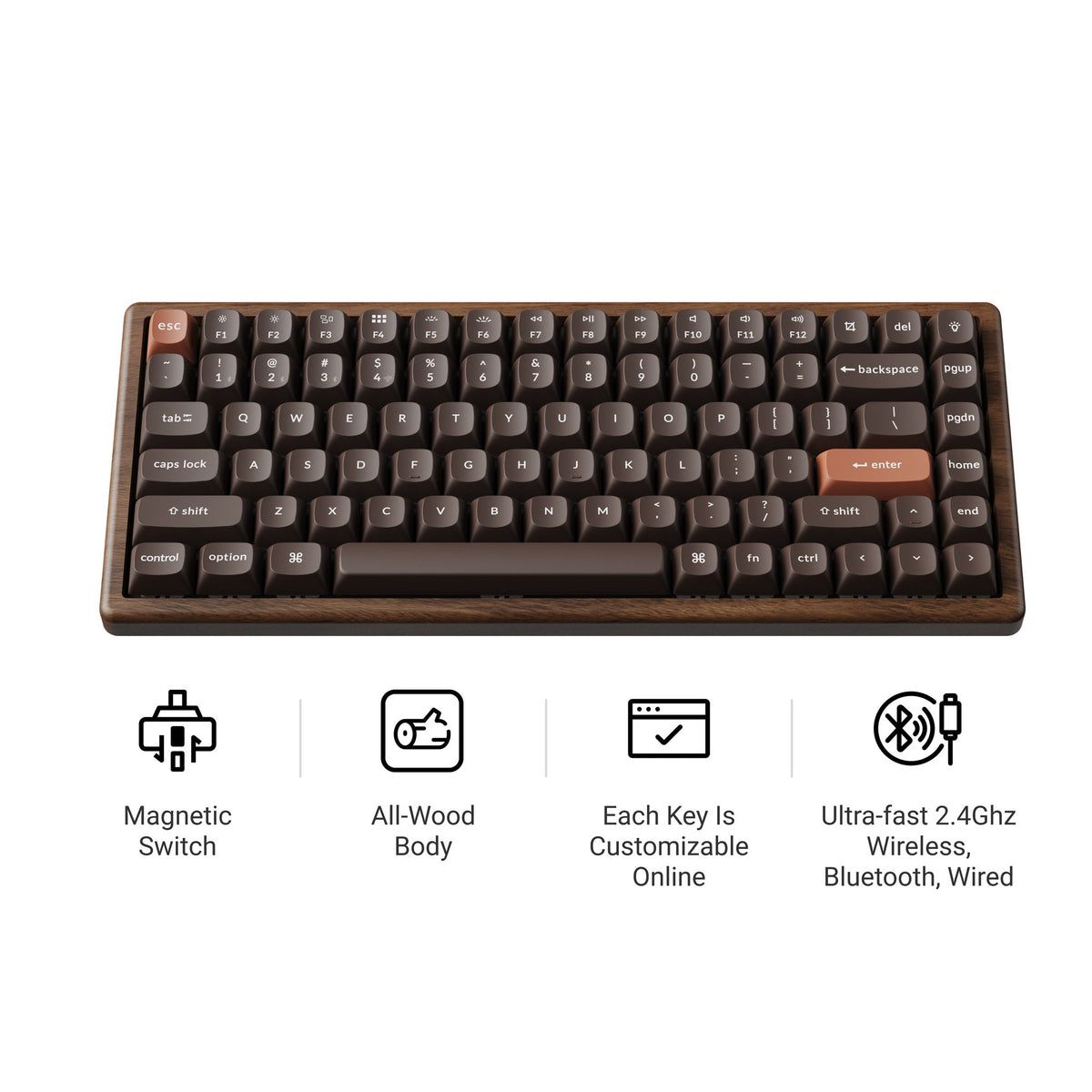Keychron K2 HE Wireless Magnetic Switch Custom Keyboard - All-Wood Special Edition - image 2