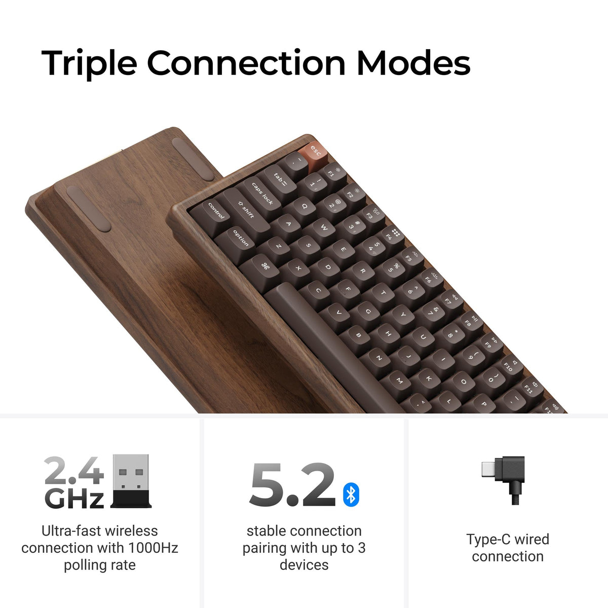 Keychron K2 HE Wireless Magnetic Switch Custom Keyboard - All-Wood Special Edition - image 5