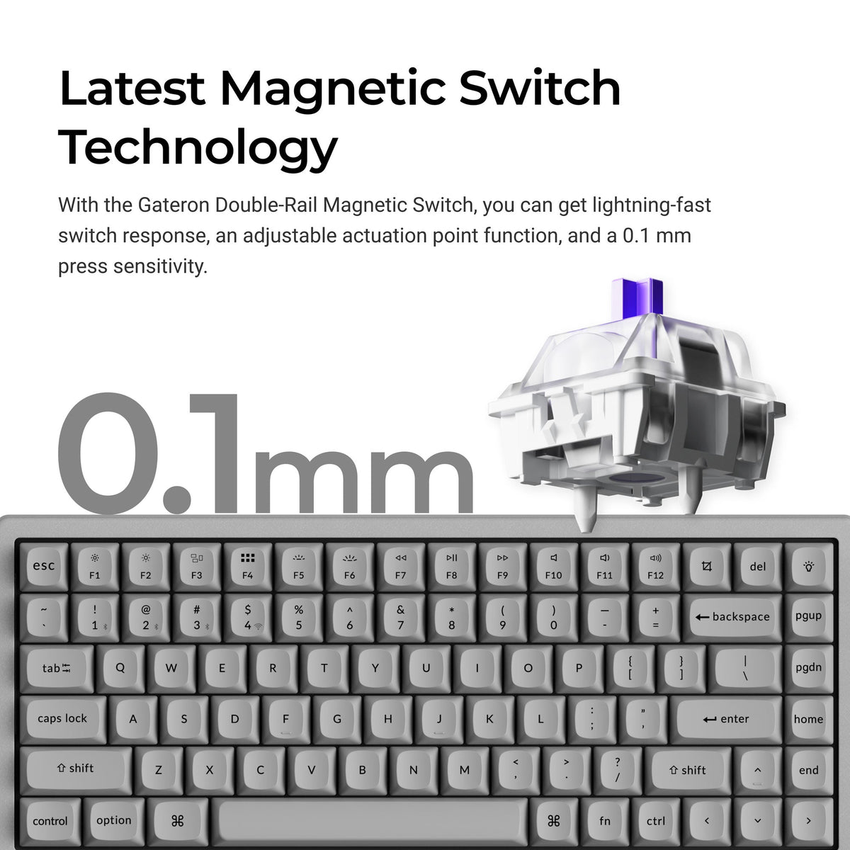 Keychron K2 HE Wireless Magnetic Switch Custom Keyboard - Concrete Edition - image 3