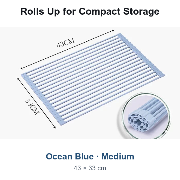 Roll-Up Over-Sink Drying Rack, Ocean Blue, 43 × 33 cm - image 3