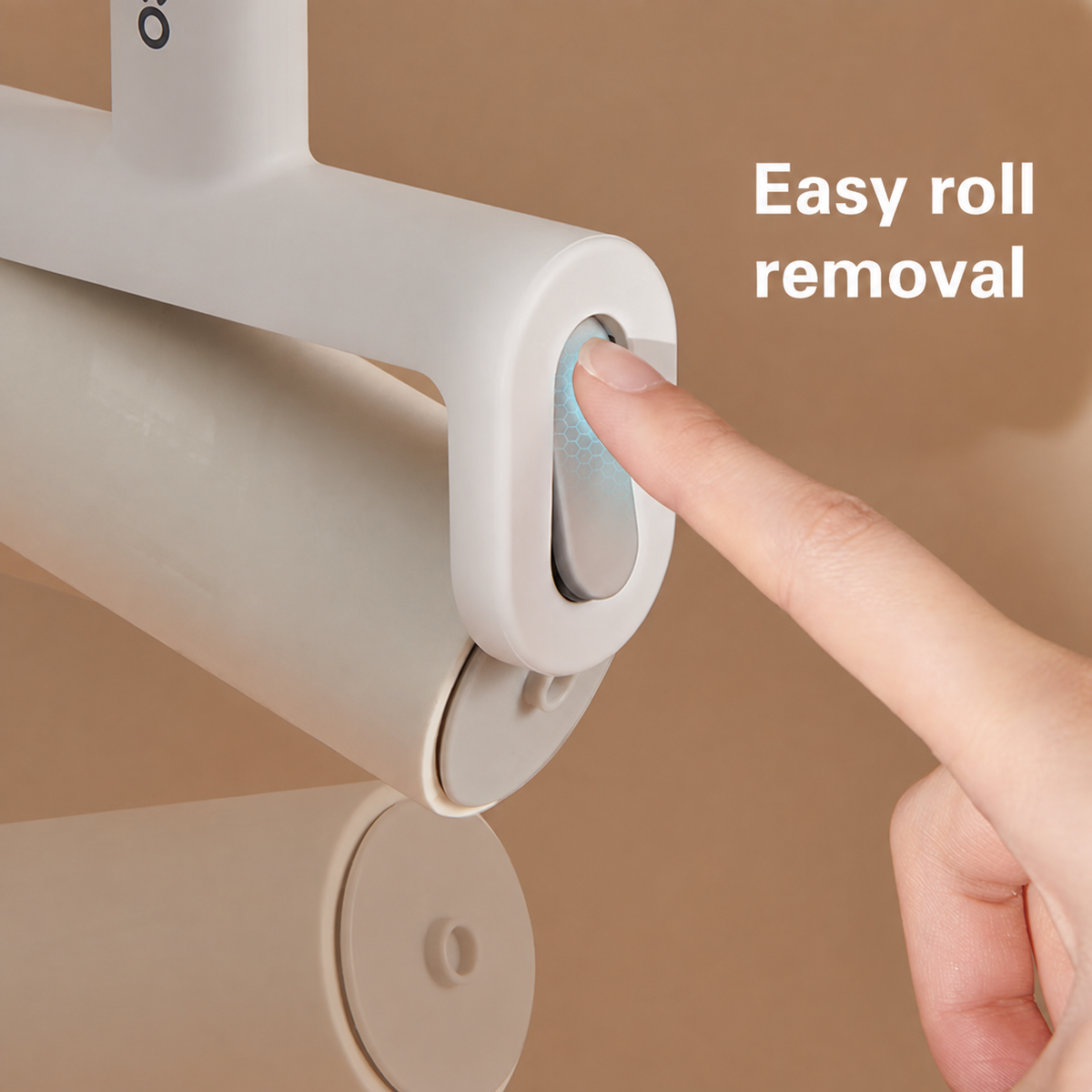 Close-up of the ECOCO lint roller roll-release button