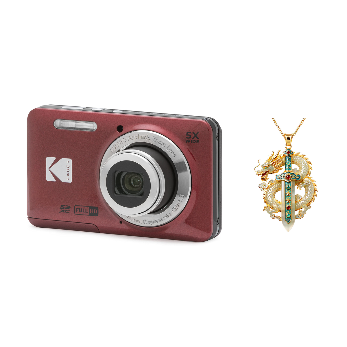 KODAK PIXPRO FZ55 Digital Camera, Red, Camera Charm 320 Bundle - image 1