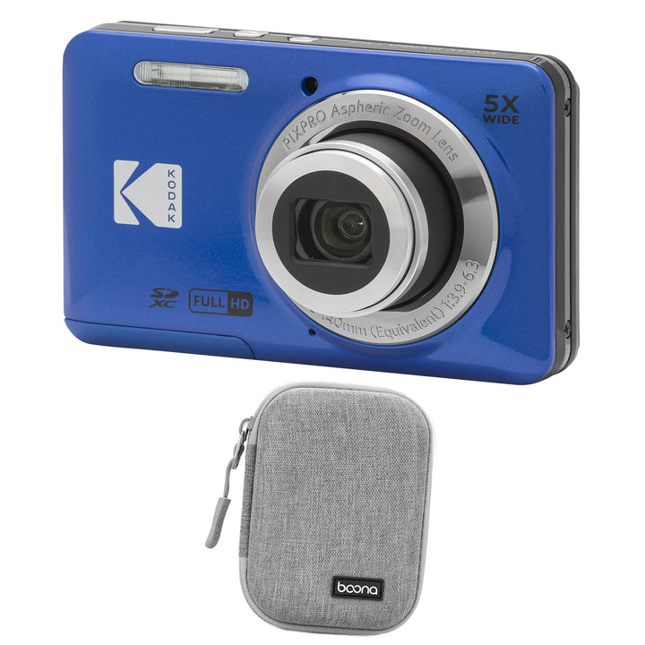 KODAK PIXPRO FZ55 Digital Camera, Blue, Silver Carry Case Bundle
