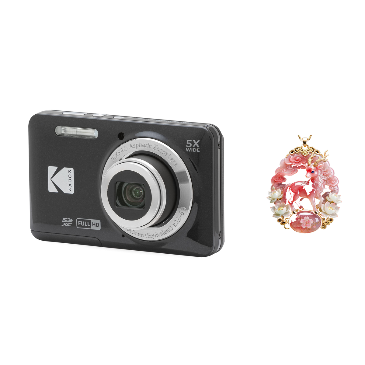 KODAK PIXPRO FZ55 Digital Camera, Black, Camera Charm 340 Bundle - image 1