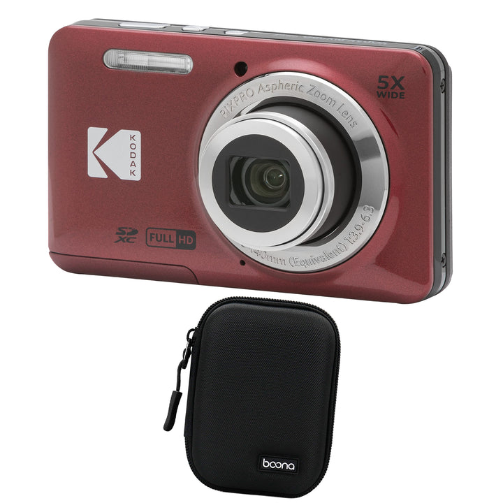 KODAK PIXPRO FZ55 Digital Camera, Red, Black Carry Case Bundle