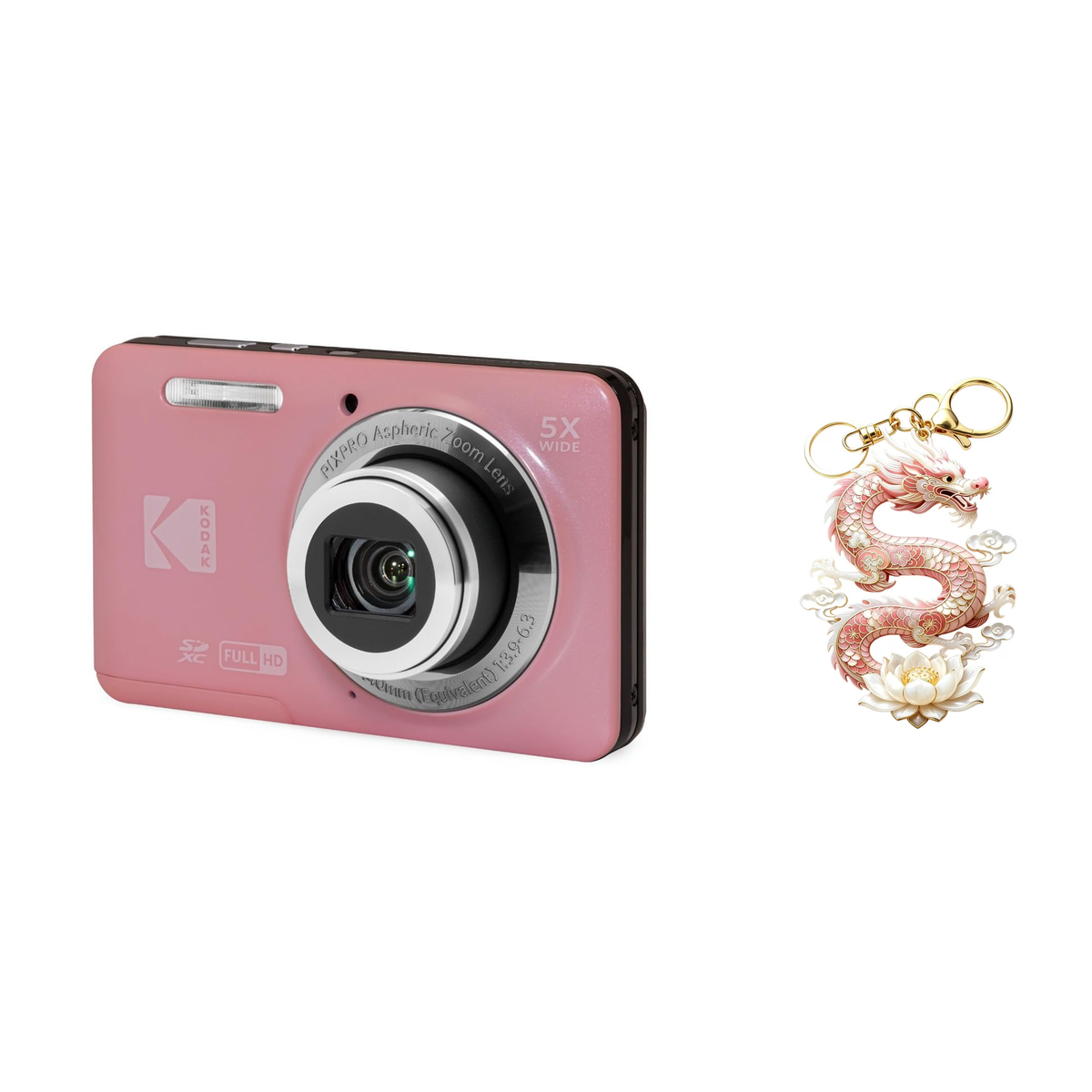 KODAK PIXPRO FZ55 Digital Camera, Pink, Camera Charm 327 Bundle - image 1