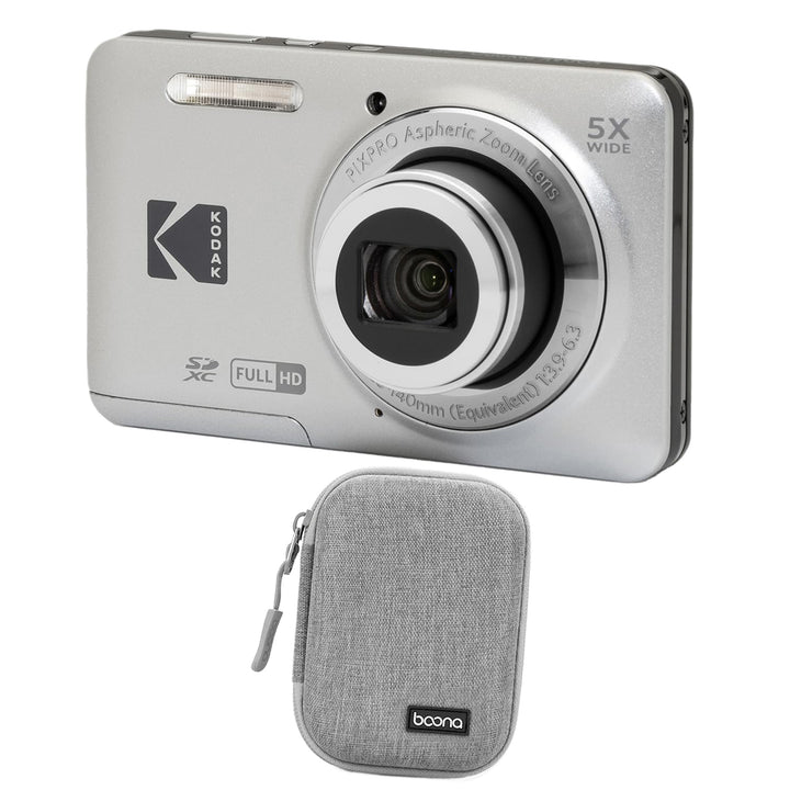 KODAK PIXPRO FZ55 Digital Camera, Silver, Silver Carry Case Bundle