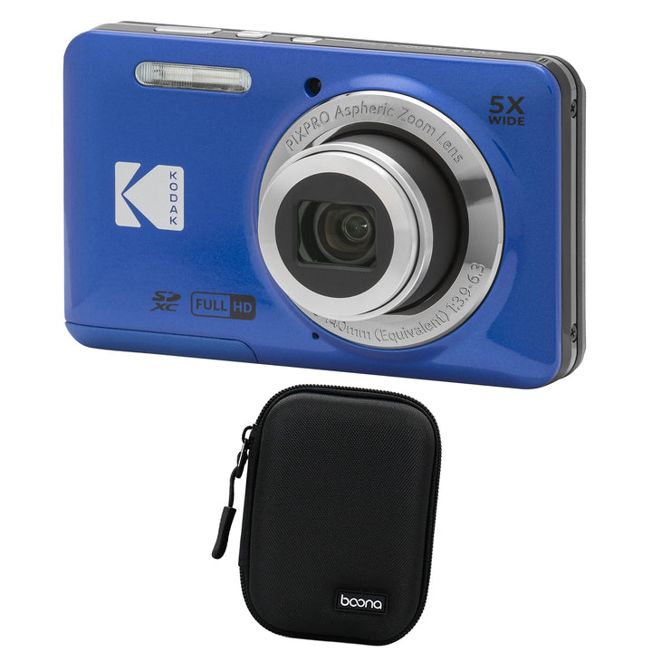KODAK PIXPRO FZ55 Digital Camera, Blue, Black Carry Case Bundle