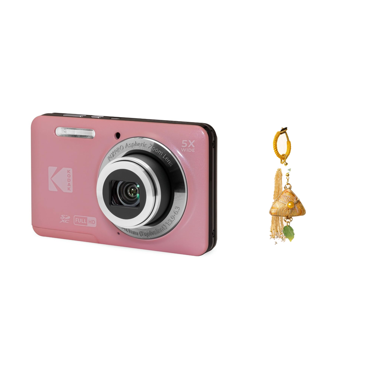 KODAK PIXPRO FZ55 Digital Camera, Pink, Camera Charm 339 Bundle - image 1