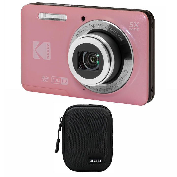 KODAK PIXPRO FZ55 Digital Camera, Pink, Black Carry Case Bundle