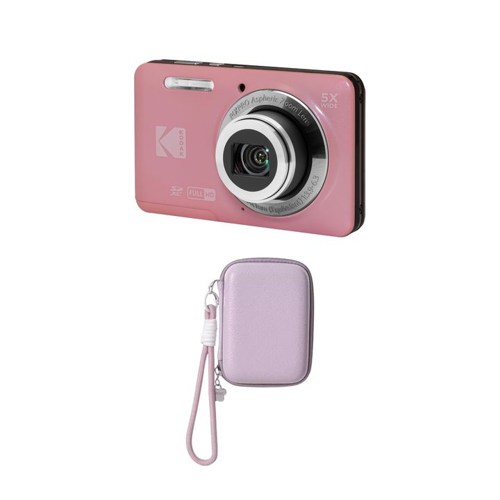 KODAK PIXPRO FZ55 Digital Camera, Pink, Lilac Strap Carry Case Bundle - image 1