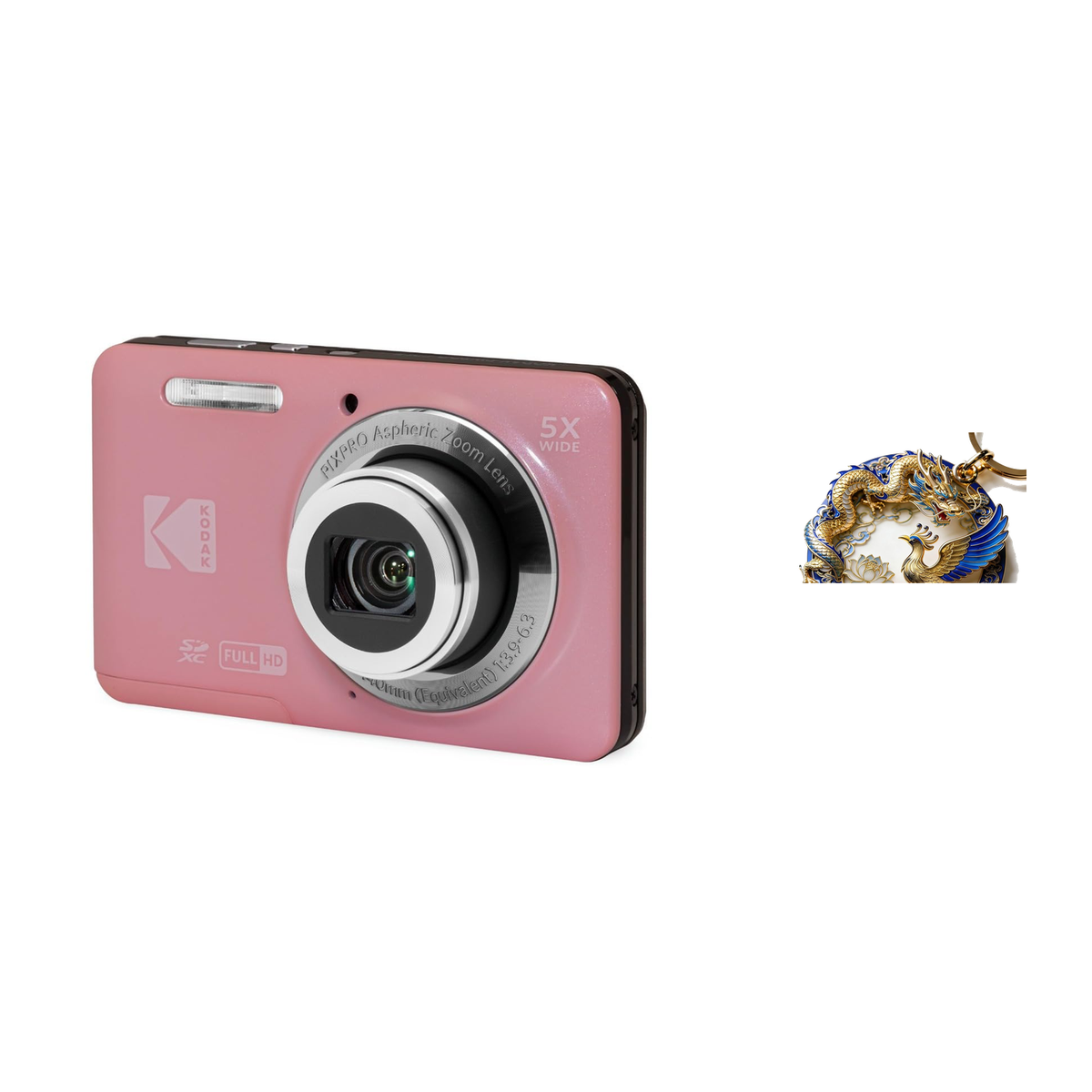 KODAK PIXPRO FZ55 Digital Camera, Pink, Camera Charm 332 Bundle - image 1
