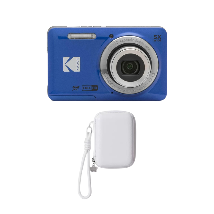 KODAK PIXPRO FZ55 Digital Camera, Blue, Ivory Strap Carry Case Bundle - image 1
