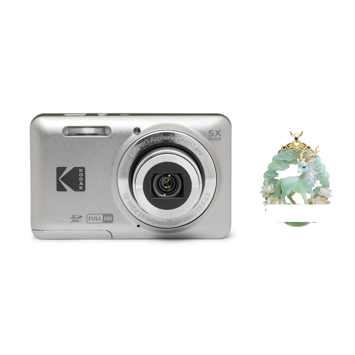 KODAK PIXPRO FZ55 Digital Camera, Silver, Camera Charm 341 Bundle - image 1