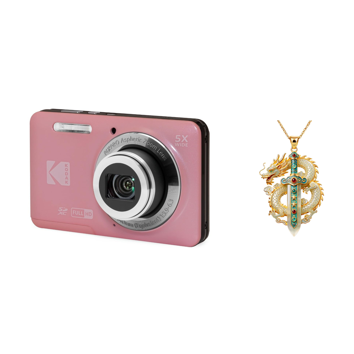 KODAK PIXPRO FZ55 Digital Camera, Pink, Camera Charm 320 Bundle - image 1