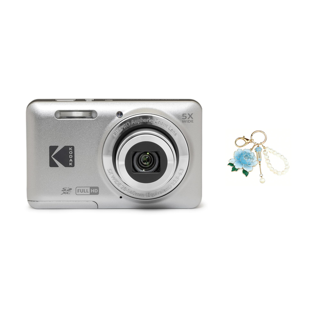 KODAK PIXPRO FZ55 Digital Camera, Silver, Camera Charm 326 Bundle - image 1