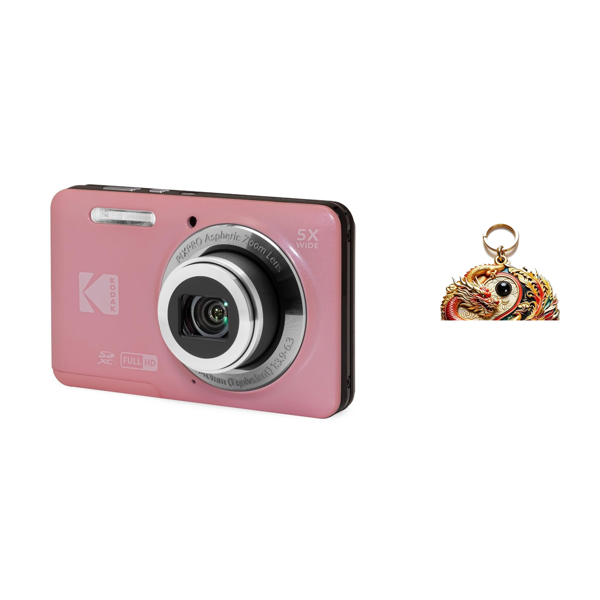 KODAK PIXPRO FZ55 Digital Camera, Pink, Camera Charm 324 Bundle - image 1