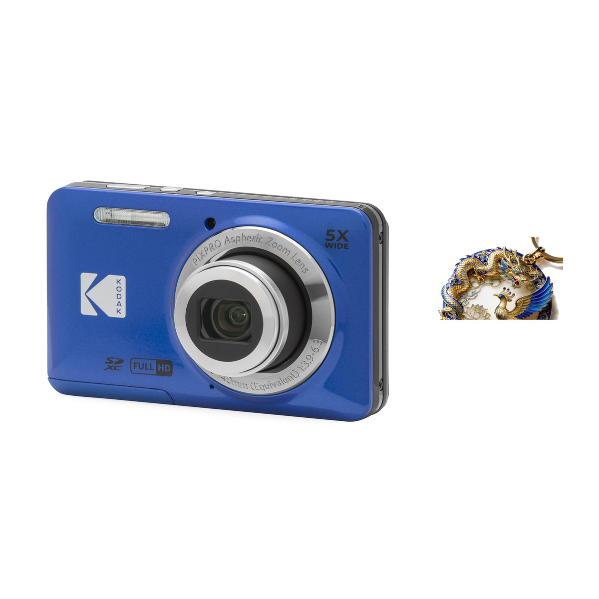 KODAK PIXPRO FZ55 Digital Camera, Blue, Camera Charm 332 Bundle - image 1