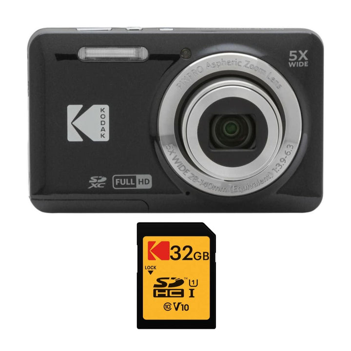 KODAK PIXPRO FZ55 Digital Camera, Black, 32GB SD Card Bundle