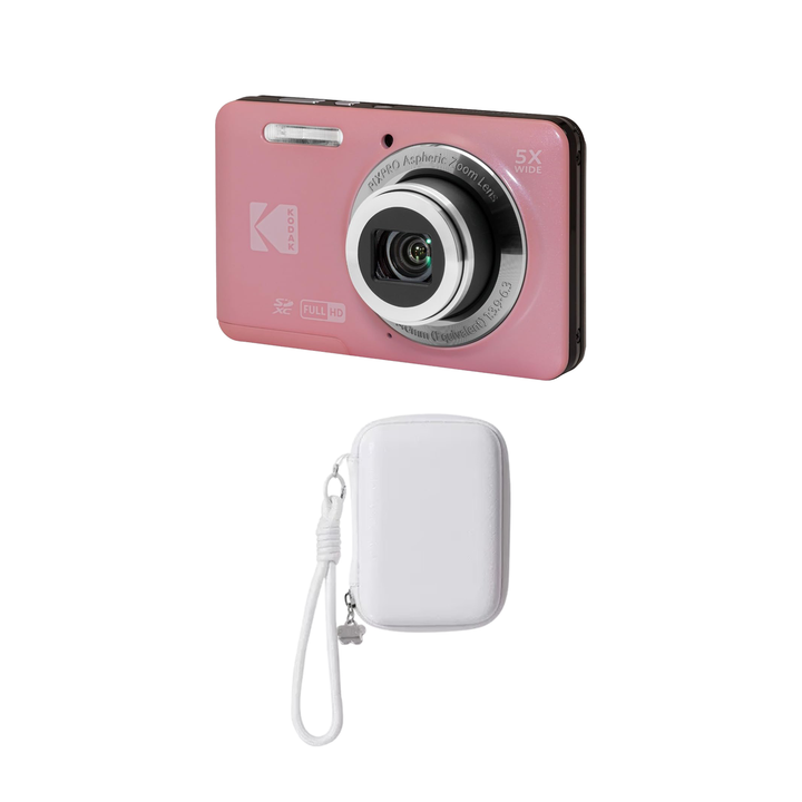KODAK PIXPRO FZ55 Digital Camera, Pink, Ivory Strap Carry Case Bundle - image 1